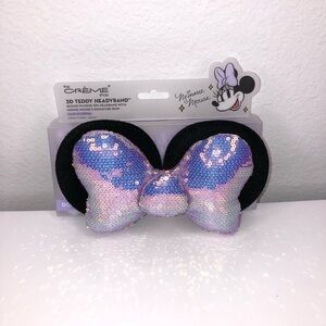 The Creme Shop 3D Teddy Headyband Minnie Mouse lavender sequins New.